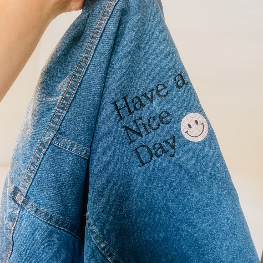 HAVE A NICE DAY EMBROIDERED DENIM JACKET